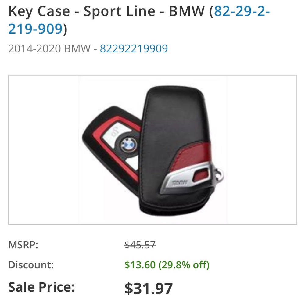 BMW key cover case red sport line keychain